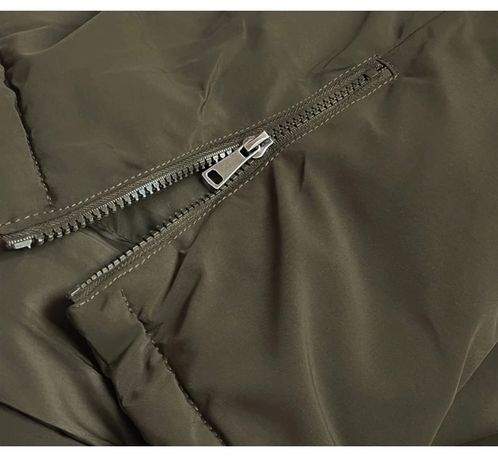 Dámska zimná bunda parka v khaki farbe (CAN-588)