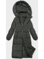 Dlouhá hrubší dámská bunda v army barvě s kapucí model 21246172 - J.STYLE