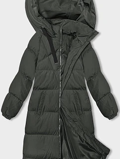 Dlouhá hrubší dámská bunda v army barvě s kapucí model 21246172 - J.STYLE