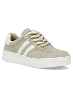 Filippo DP7512 dámske kožené tenisky na platforme v khaki farbe