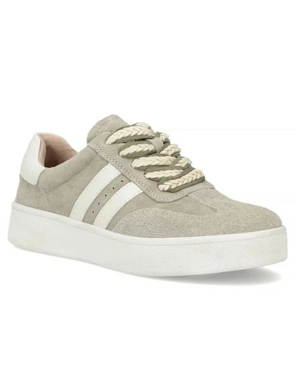 Filippo DP7512 dámske kožené tenisky na platforme v khaki farbe