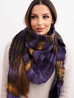 Dámsky mäkký a teplý vlnený šál vo farebných pruhoch KN19 tmavo fialový