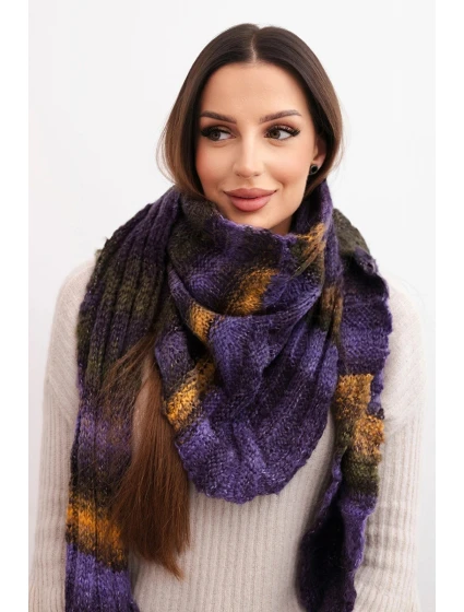 Dámsky vlnený komínový šál KN20 fialový