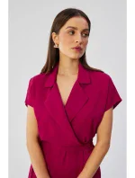 S363 Košeľové šaty s opaskom na zaväzovanie - slivka