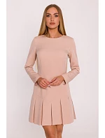 Šaty s obrátenými záhybmi M872 béžová - MOE