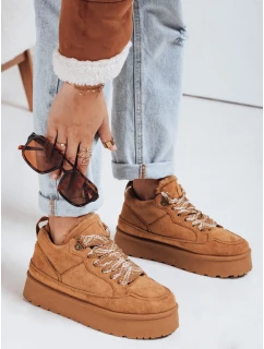 Dámské tenisky s kožešinou na platformě camel Dstreet model 21992186 - FashionStreet