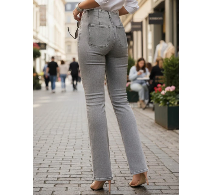 Dámské džíny s vysokým pasem a širokými nohavicemi šedé Dstreet model 21996075 - FashionStreet