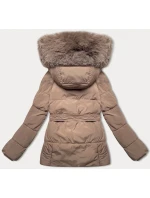 Tmavobéžová dámska prechodná bunda s opaskom J Style (16M9183-84) Tmavobéžová dámska prechodná bunda s opaskom J Style (16M9183-84)