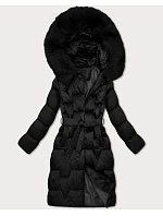 Černá dámská zimní bunda s páskem model 21439638 - S'WEST