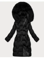 Černá dámská zimní bunda s páskem model 21439638 - S'WEST