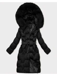 Černá dámská zimní bunda s páskem model 21439638 - S'WEST