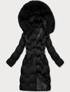 Černá dámská zimní bunda s páskem model 21439638 - S'WEST