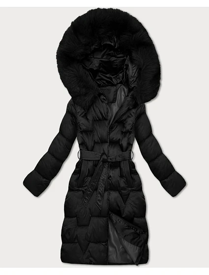 Černá dámská zimní bunda s páskem model 21439638 - S'WEST