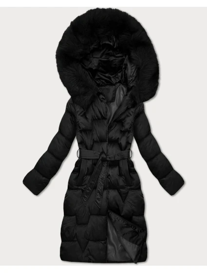 Černá dámská zimní bunda s páskem model 21439638 - S'WEST