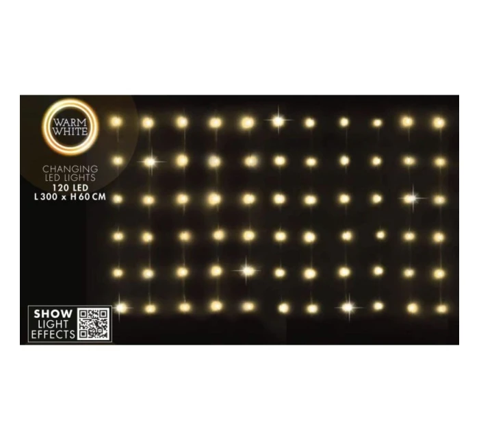VIANOČNÉ STROMČEKY VONKAJŠIE/VNÚTORNÉ SVETELNÉ ZÁVESY 120 LED 300X60CM S DIAĽKOVÝM OVLÁDANÍM TEPLÁ BIELA