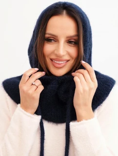 Dámska čiapka s kapucňou a pleteným vrkočom granátová