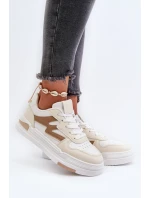 Sneakersy Damskie Na Platformie Z Eko Skóry Beżowe Lynnette Sneakersy Damskie Na Platformie Z Eko Skóry Beżowe Lynnette