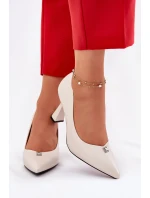 Eleganckie Czółenka Na Rozszerzanej Szpilce Vinceza 62222 Beżowe