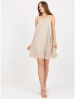 Šaty DHJ SK model 17604059 světle béžová - FPrice Šaty DHJ SK model 17604059 světle béžová - FPrice