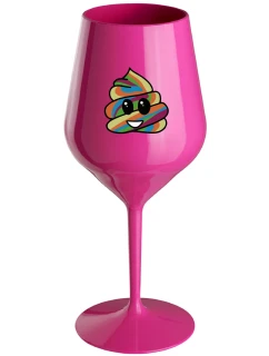 DUHOVÉ VESELÉ EE - růžový nerozbitný pohár na víno 470 ml