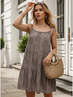 Dámske letné bavlnené vzdušné šaty v farbe mokka, FashionStreet EY2676 Dámske letné bavlnené vzdušné šaty v farbe mokka, FashionStreet EY2676
