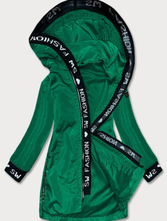Tenká zelená dámska bunda s ozdobnou lemovkou (B8145-10)