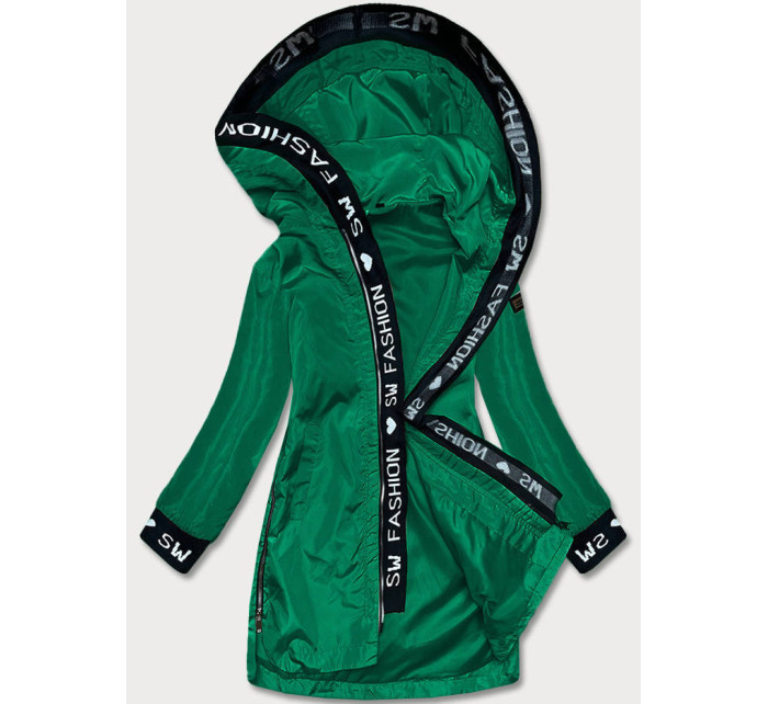Tenká zelená dámska bunda s ozdobnou lemovkou (B8145-10)
