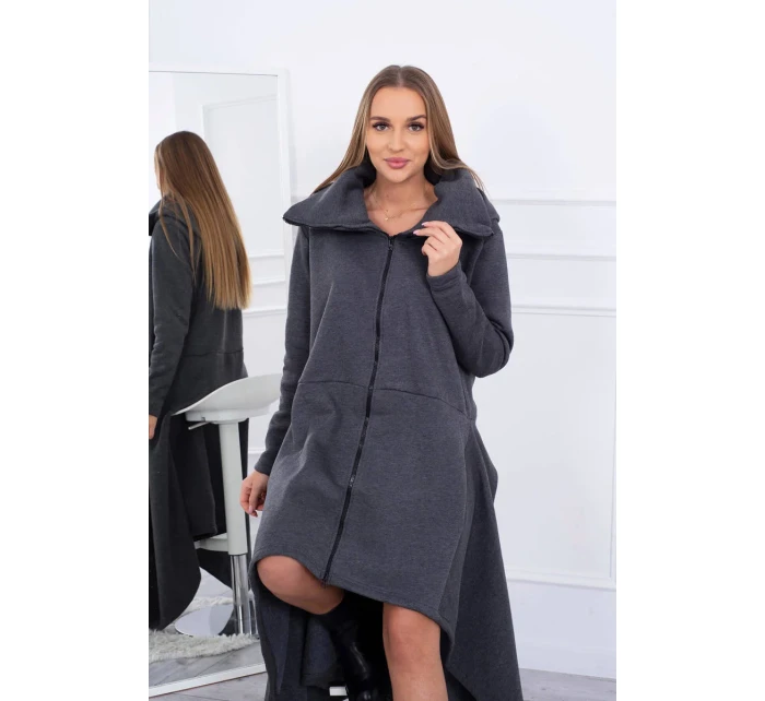 Zateplené šaty s delšími boky grafitové Zateplené šaty s delšími boky grafitové