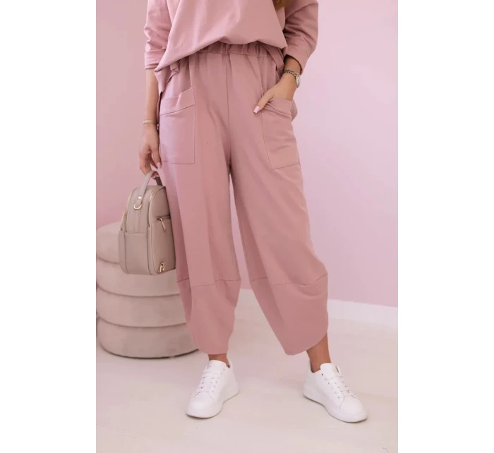 Bavlněná mikina kalhoty set tmavě růžová Bavlněná mikina kalhoty set tmavě růžová