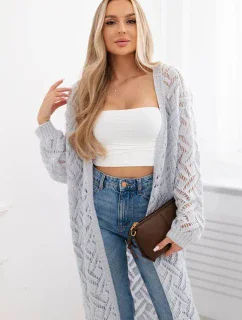 Svetr dlouhý kardigan Super  modrý model 20247429 - K-Fashion