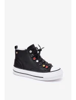 Kožené Vysoké Tenisky Dámské model 21691443 Černé - Goe