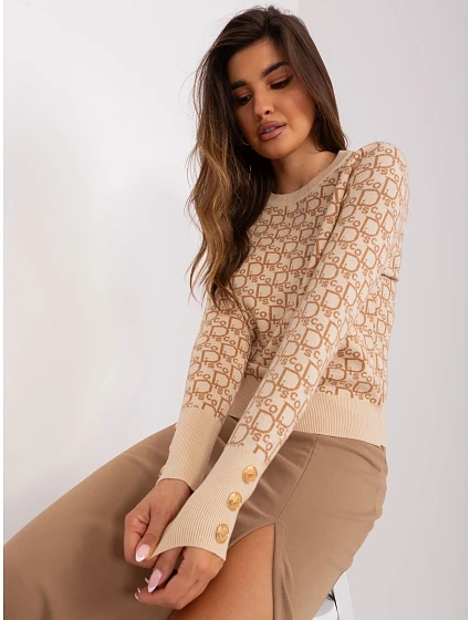 Sweter AT SW model 21798044 beżowy - FPrice Sweter AT SW model 21798044 beżowy - FPrice