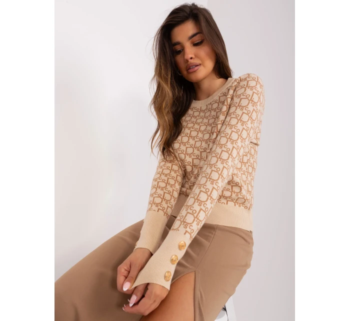 Sweter AT SW model 21798044 beżowy - FPrice Sweter AT SW model 21798044 beżowy - FPrice