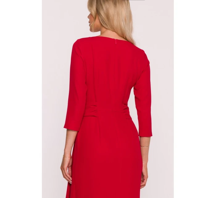 S425 Šaty s volánom - červené