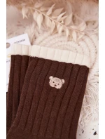 Dámske bavlnené ponožky s medvedíkom - čokoládové Dámske bavlnené ponožky s medvedíkom - čokoládové