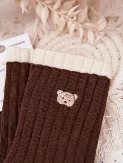 Dámske bavlnené ponožky s medvedíkom - čokoládové
