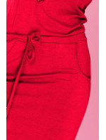 Dámske športové šaty GOLF s šnúrkami a vreckami stredne dlhé červené - Červená - Numoco