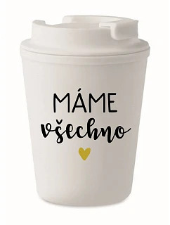 MÁME VŠETKO - biely termohrnček 300 ml
