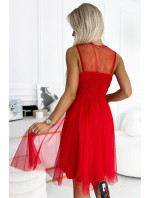 Červené dámské šaty s výstřihem a model 19561592 - numoco basic