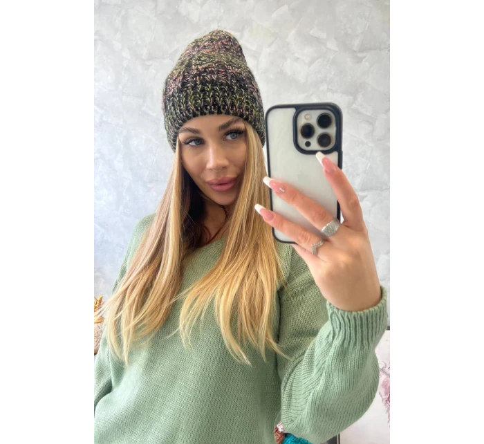 Fleecová čiapka Melisa K241 black+olive