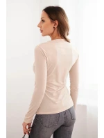 Dámska blúzka z viskózy s ozdobným zapínaním béžová