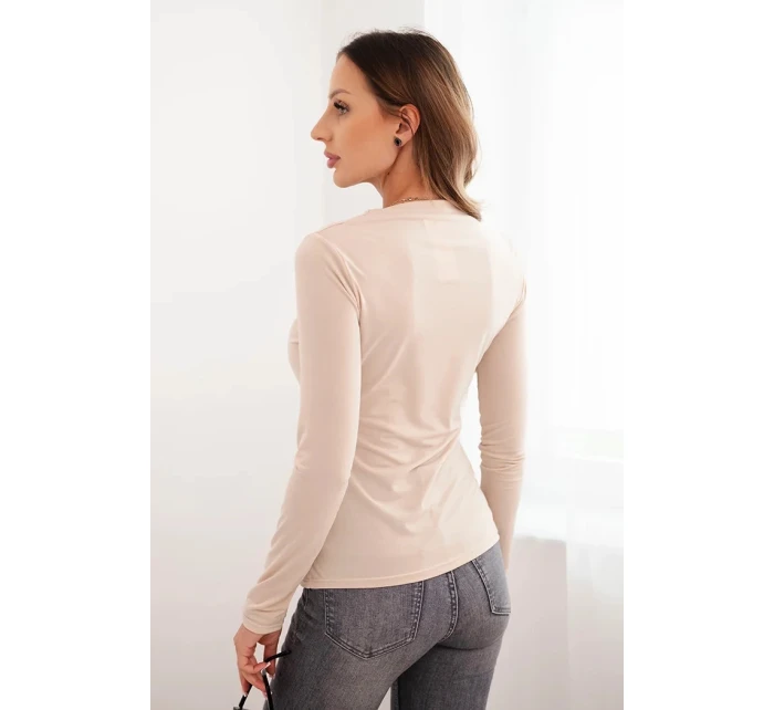 Dámska blúzka z viskózy s ozdobným zapínaním béžová