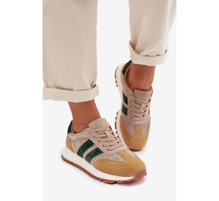 Dámské tenisky z pravé semišové kůže béžovo-žluté Marceline