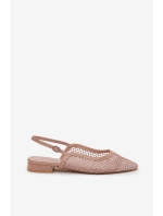 Síťované baleríny s odhaleným patou Béžové Pyvona