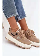 Dámske topánky na platforme A209 beige - Sweet Shoes