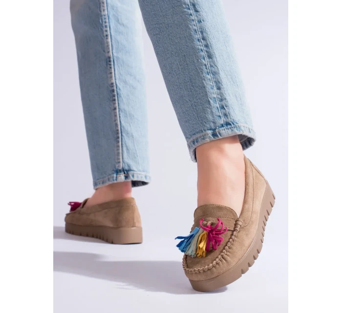 Exkluzívní hnědé  mokasíny dámské