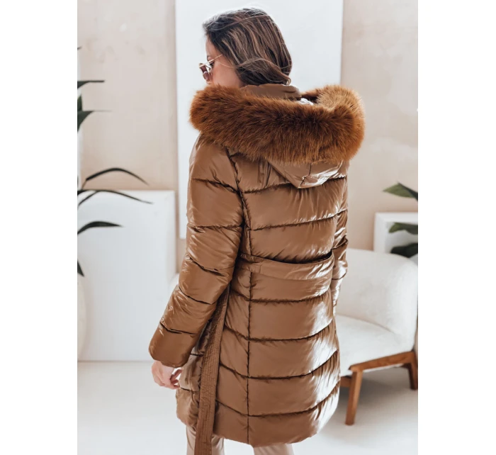 Dámská zimní bunda prošívaná s kapucí kávová Dstreet model 21990468 - FashionStreet