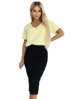 665-1 Dámska bavlnená blúzka s krátkym výstrihom do V - maslovo žltá