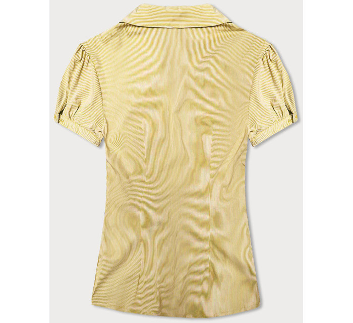 Bluzka z krótkim rękawem żółta  w paski (SST16222D)