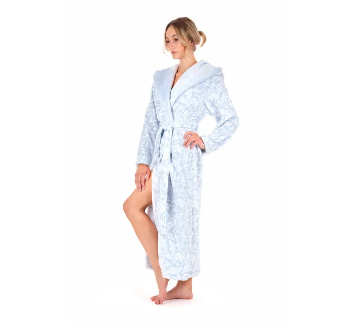 Dámsky župan Flora s kapucňou 3956 Patterned Ice Blue - Vestis